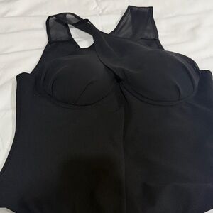 Sleek Black Built-In Bra bodysuit Top